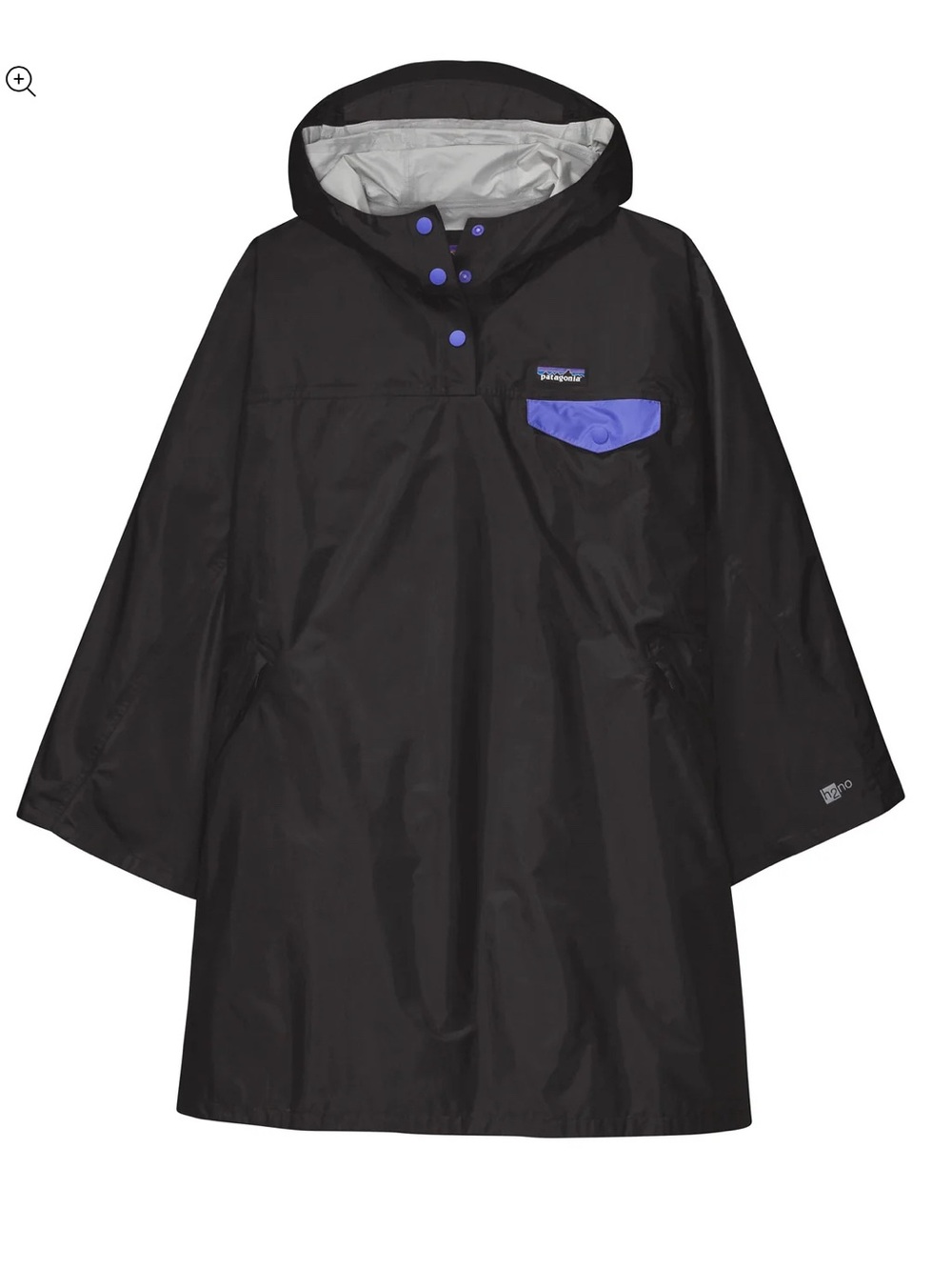 Patagonia Women’s Black Hooded Rain Poncho with Purple Accents